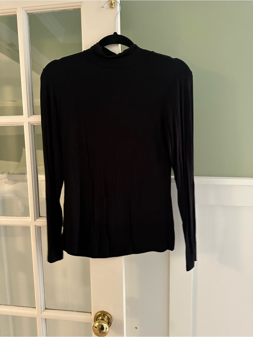 Black Long-Sleeve Mock Neck Women's Top